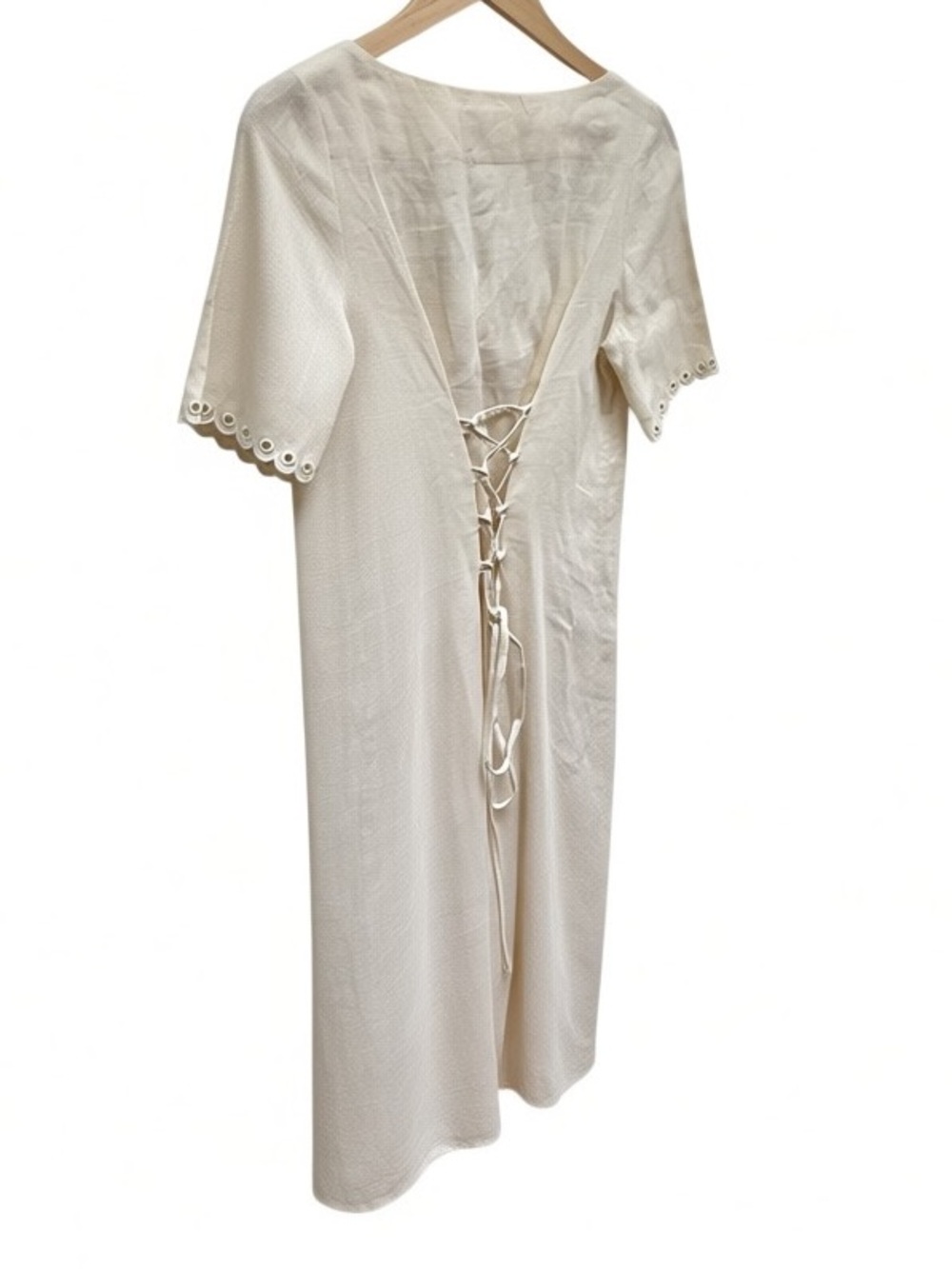 Sleeper Sofia Broderie Anglaise-trimmed Linen Midi Dress - Picture 12 of 16